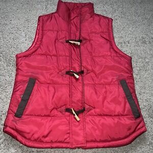 King Ranch Quilted Puffer Vest Men's M Red Toggle Closers